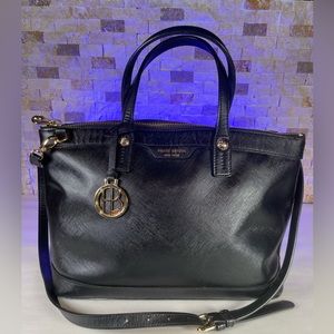 Henri Bendel Black Saffiano Leather Satchel Purse